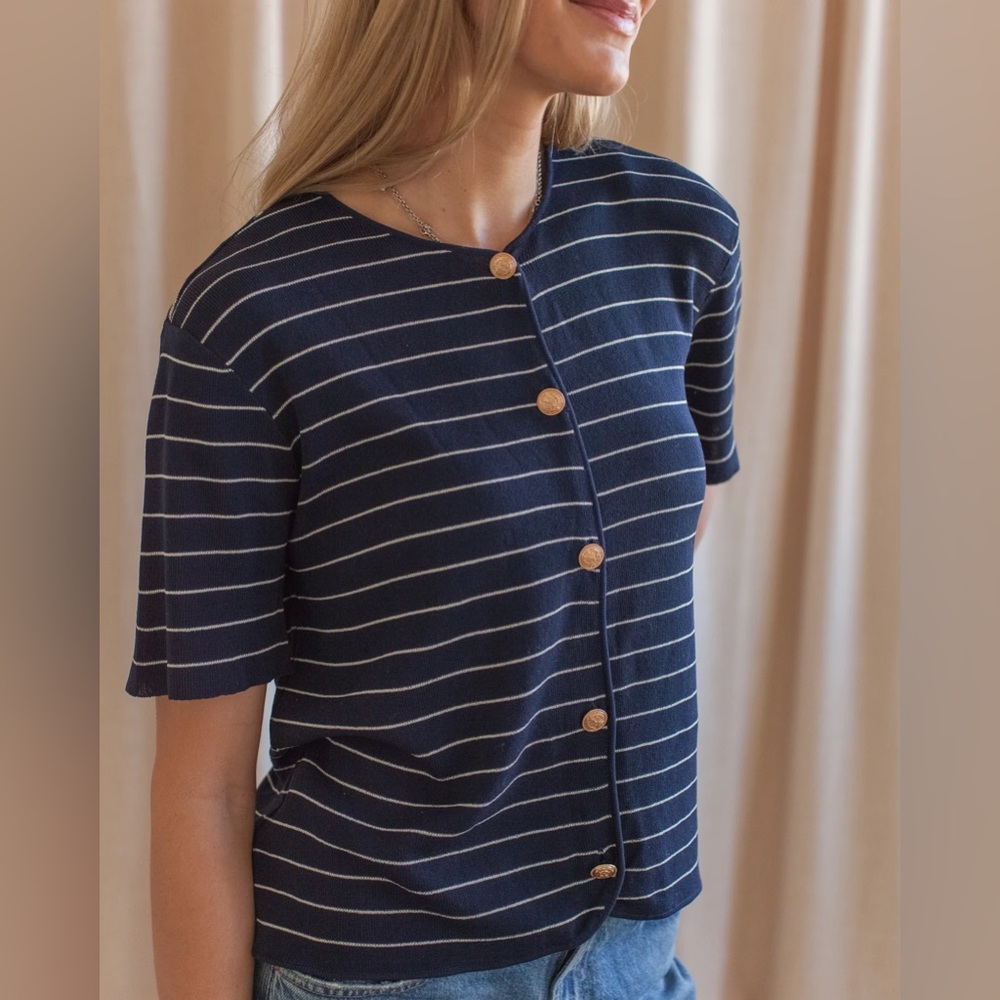 Dreamers by Debut navy striped knit top, Small/Medium, New with Tags - Picture 2 of 6